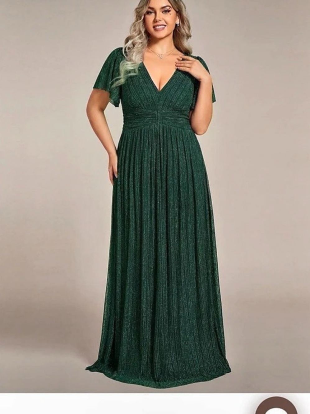 Ever Pretty V-Neck Glitter Short Sleeves Formal Evening Dress with Empire Waist - Picture 8 of 13